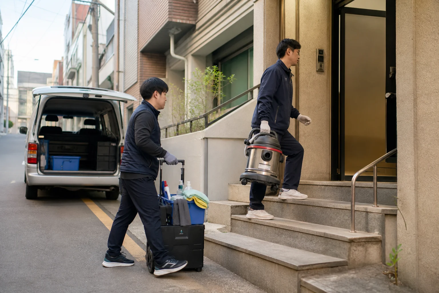 원룸 입주 청소 작업 범위와 검수 과정을 살피는 모습